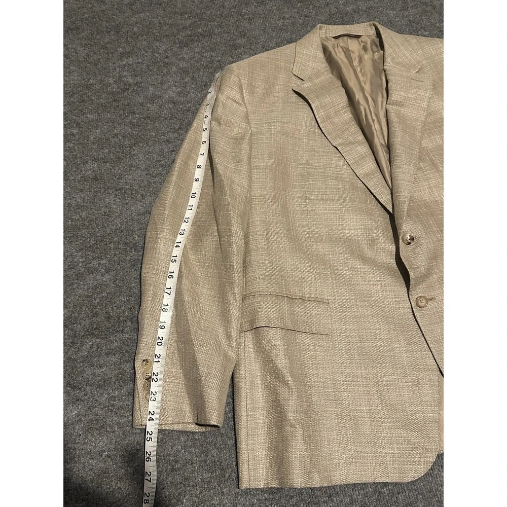 Canali Mens Beige Blazer Mens US 48 Approx Silk Linen Wool Blend Made In Italy